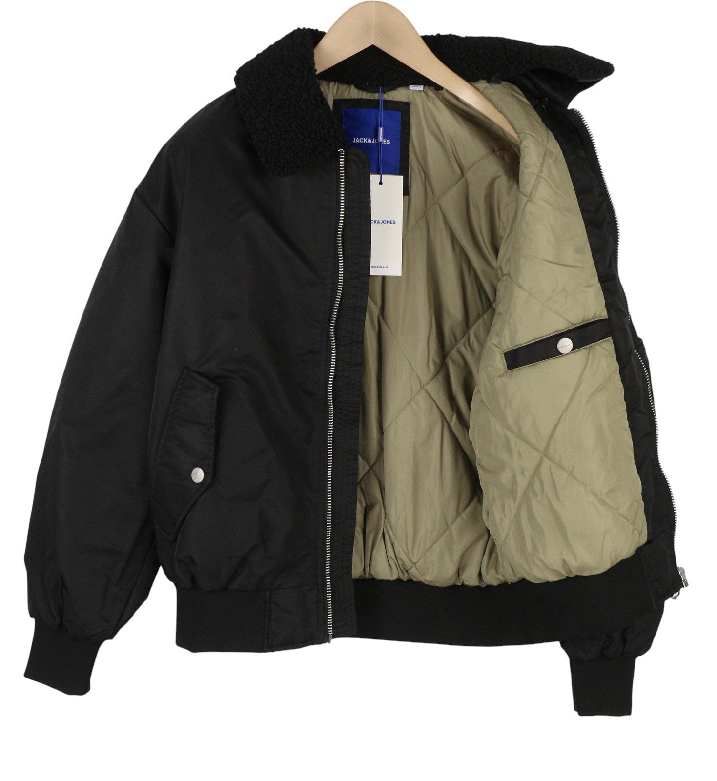 JACK & JONES Jorqueens Bomber Men Jacket XS Black Oversized Padded Full Zip