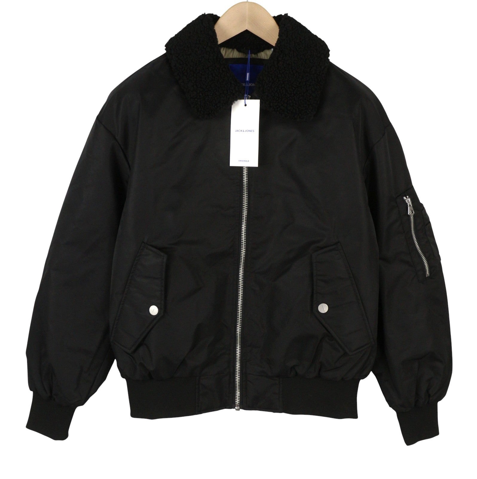 JACK & JONES Jorqueens Bomber Men Jacket XS Black Oversized Padded Full Zip