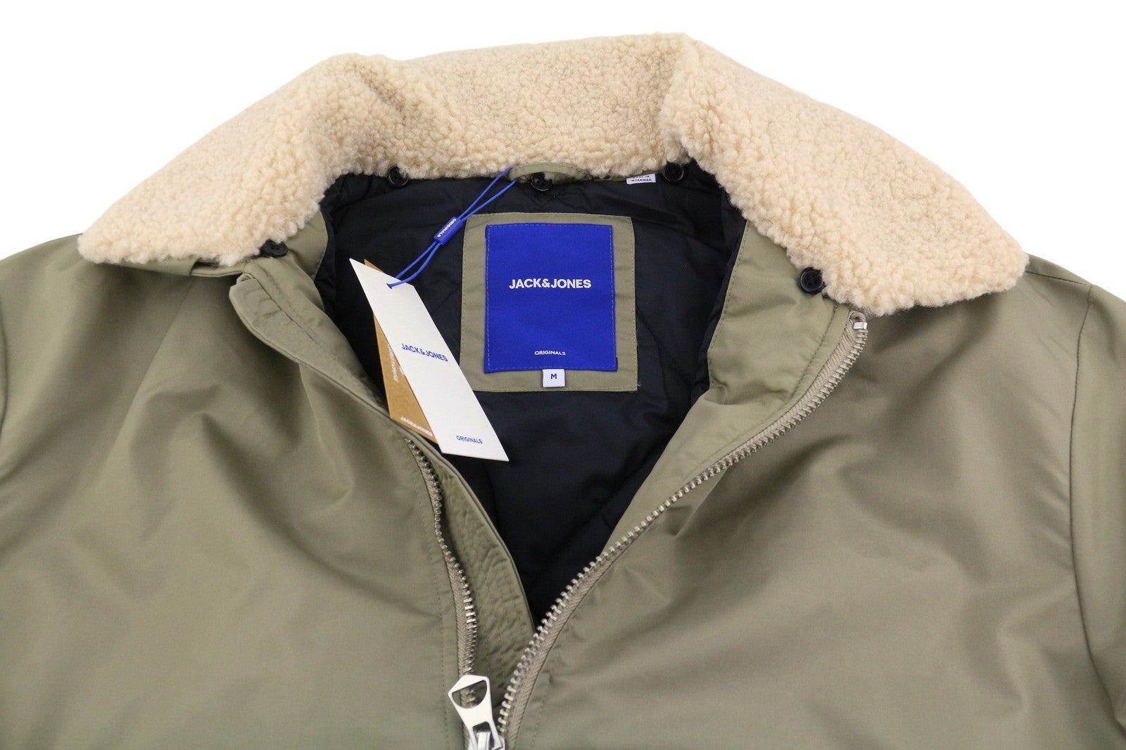 JACK & JONES Jorqueens Bomber Men Jacket M Silver Sage Oversized Padded Full Zip