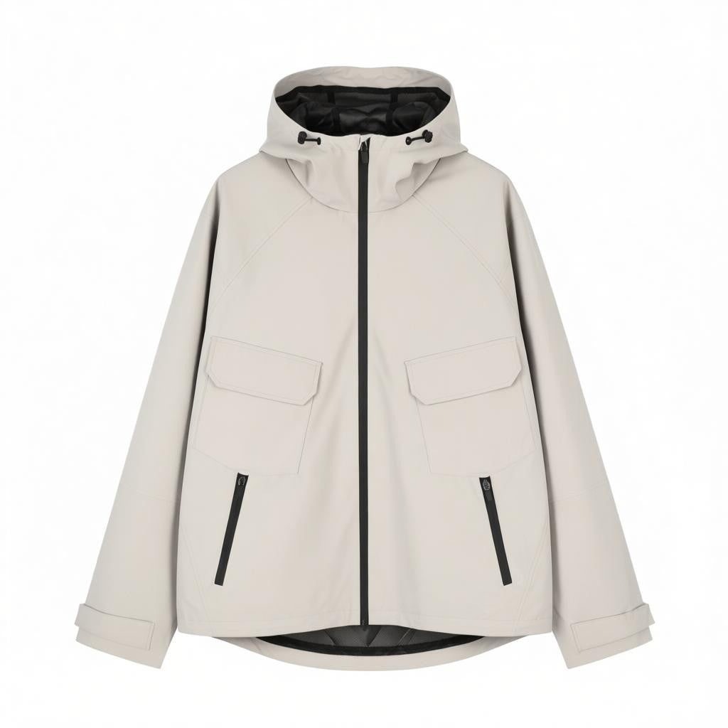 S.OLIVER Men Jacket 2XL Light Grey Mesh Lined Hooded Full Zip Lightweight