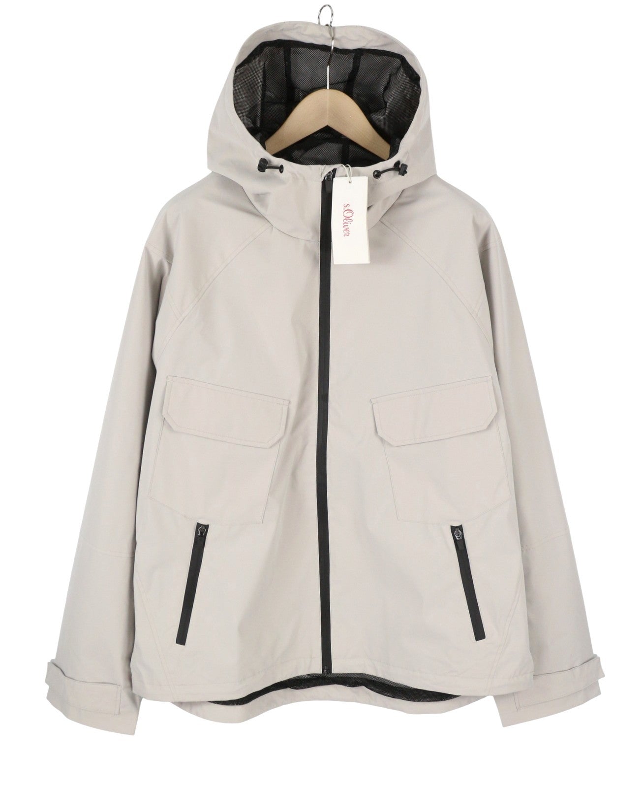 S.OLIVER Men Jacket 2XL Light Grey Mesh Lined Hooded Full Zip Lightweight