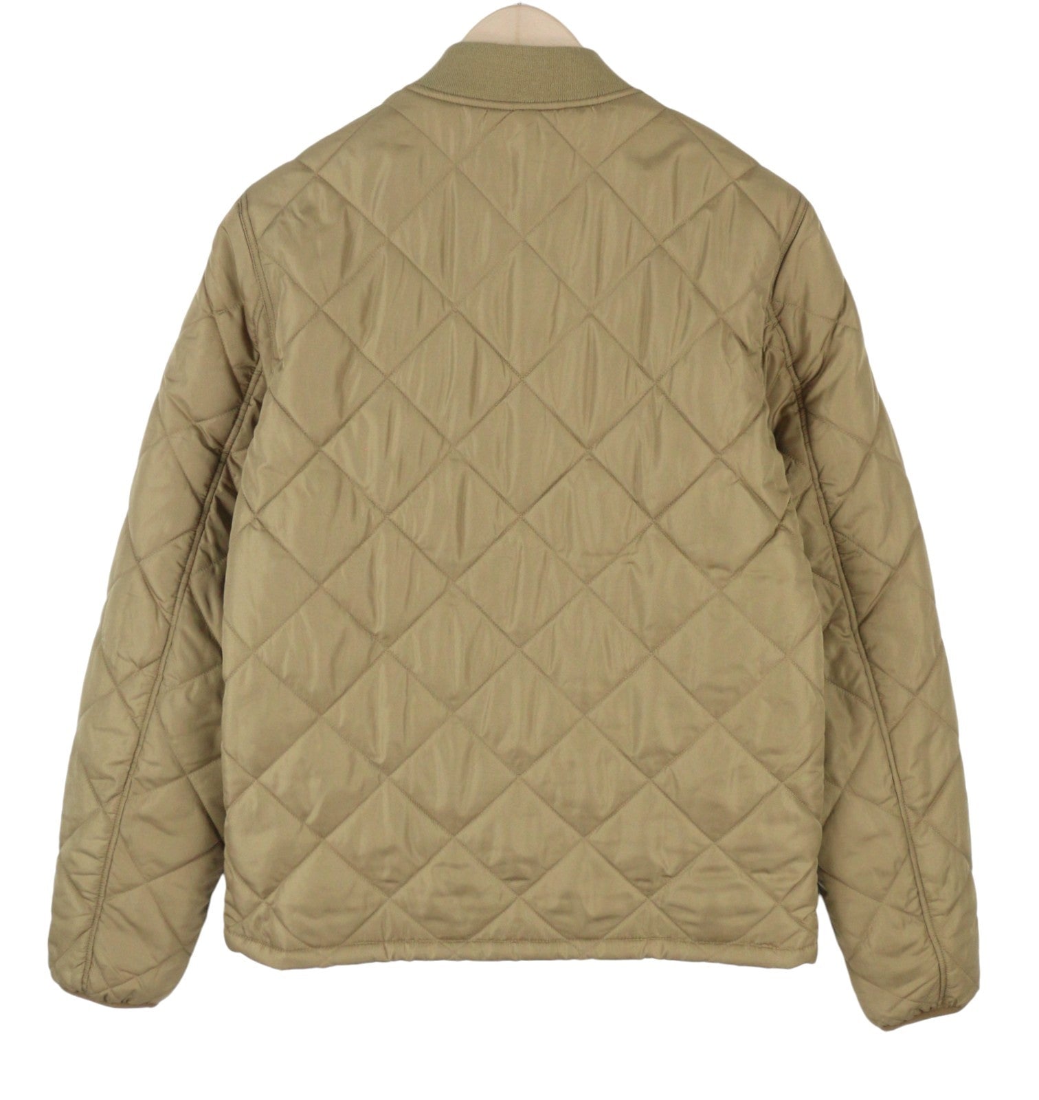 WRANGLER Men Jacket S Beige Quilted Padded Full Zip Lined Bomber