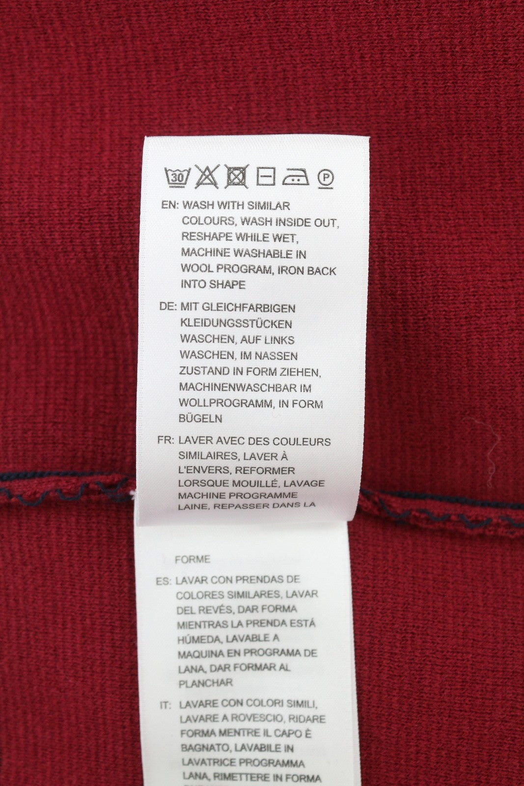 GANT Women Jumper XS Red Wool Blend Knit Striped V-Neck Oversized Pullover