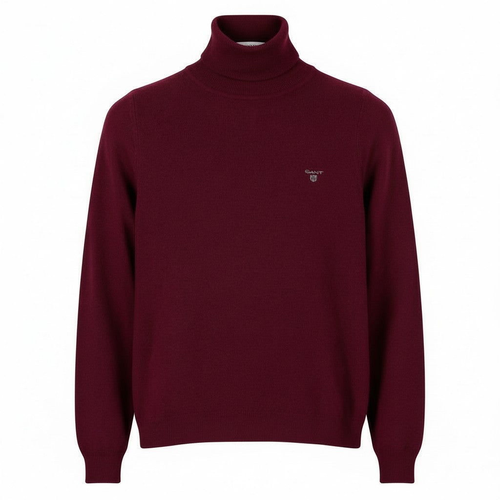 GANT Extra Fine Lambswool Rollneck Women Jumper M Burgundy Melange Pullover