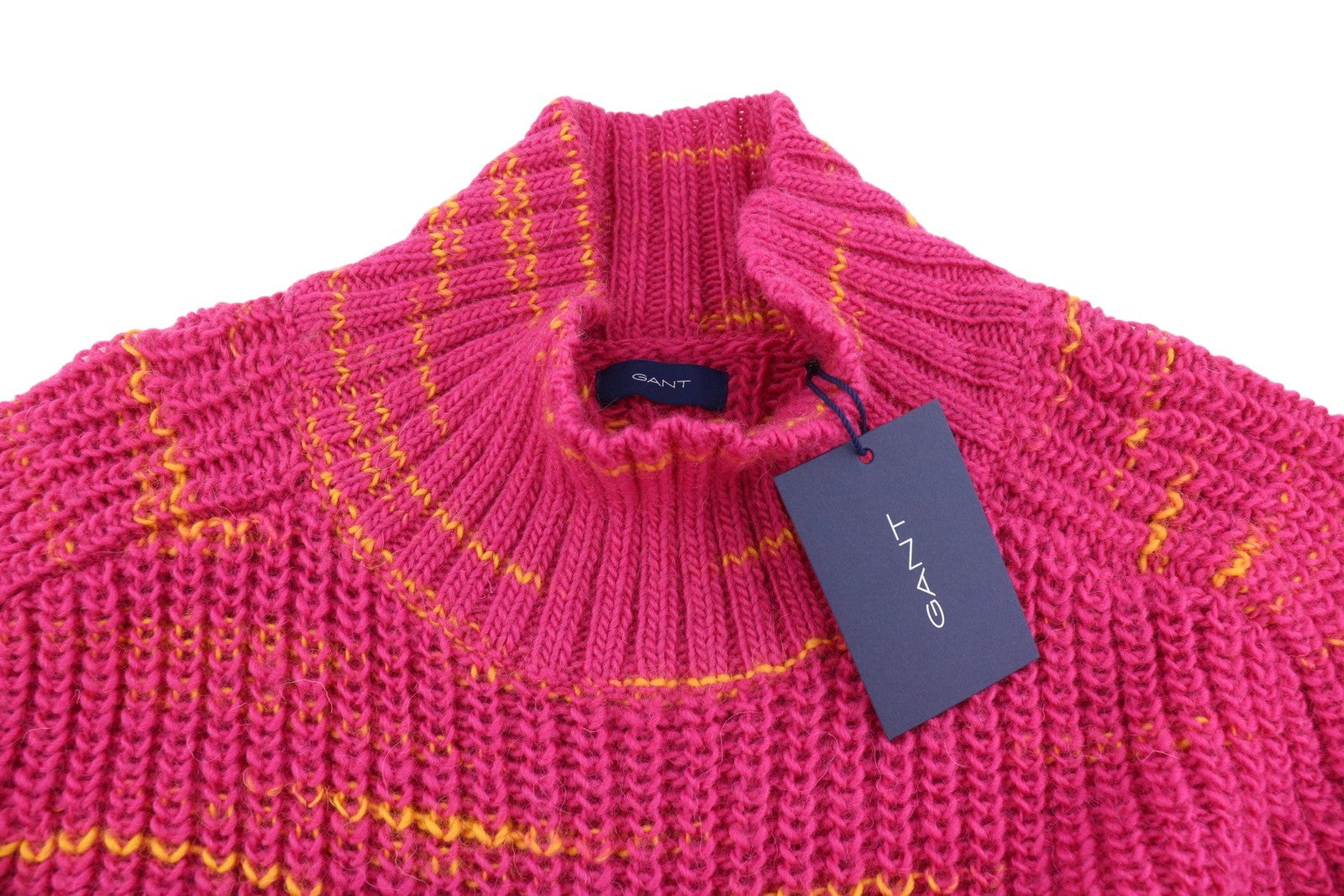 GANT Multicolor TurtleNneck Women Jumper XL Peacock Pink Wool Knit Pullover