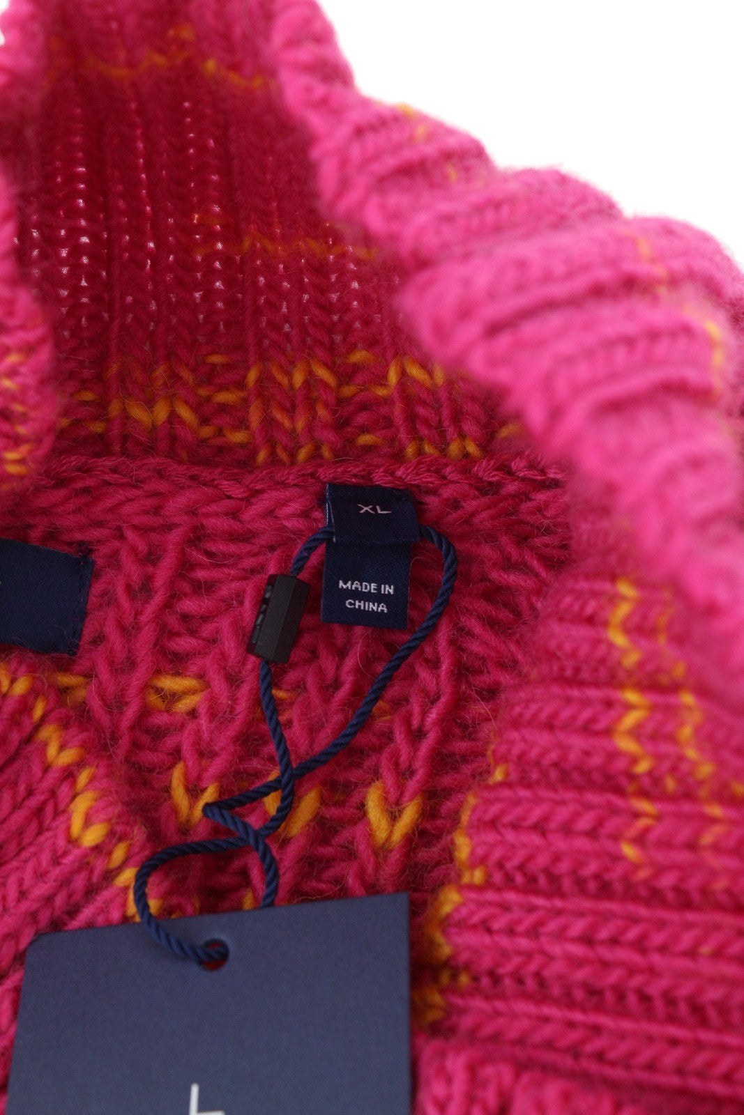 GANT Multicolor TurtleNneck Women Jumper XL Peacock Pink Wool Knit Pullover