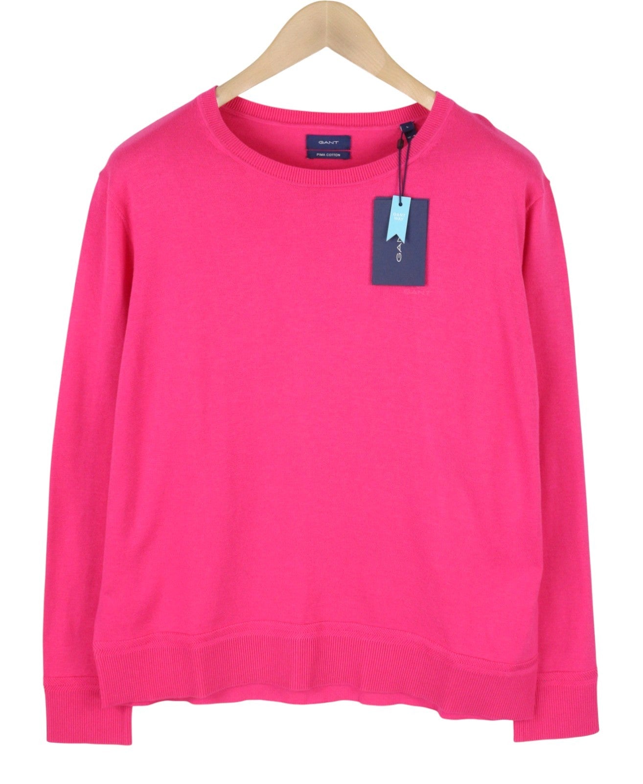GANT Light Cotton C-Neck Women Jumper L Cabaret Pink Pima Cotton Knit Pullover