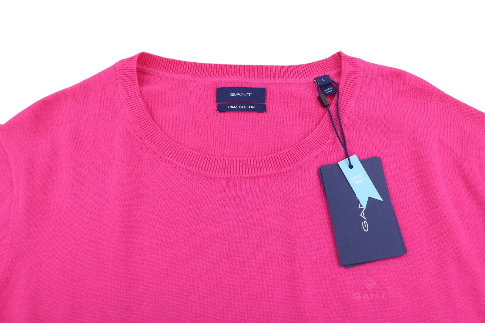 GANT Light Cotton C-Neck Women Jumper L Cabaret Pink Pima Cotton Knit Pullover