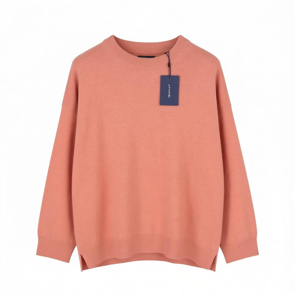 GANT Superfine Lambswool C-Neck Women Jumper XL Terracotta Pink Melange Pullover