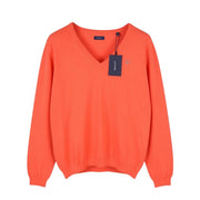 GANT Cotton V-Neck Women Jumper XL Strong Coral Tight-knit Pullover