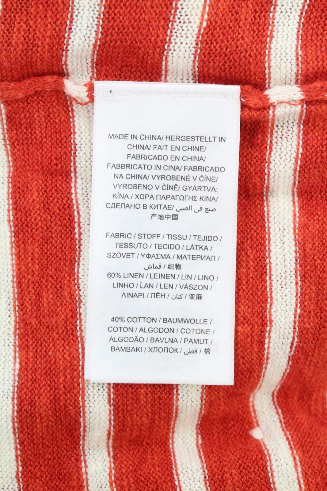 GANT Breton Stripe Crew Women Jumper XS Blood Orange Linen Blend Pullover