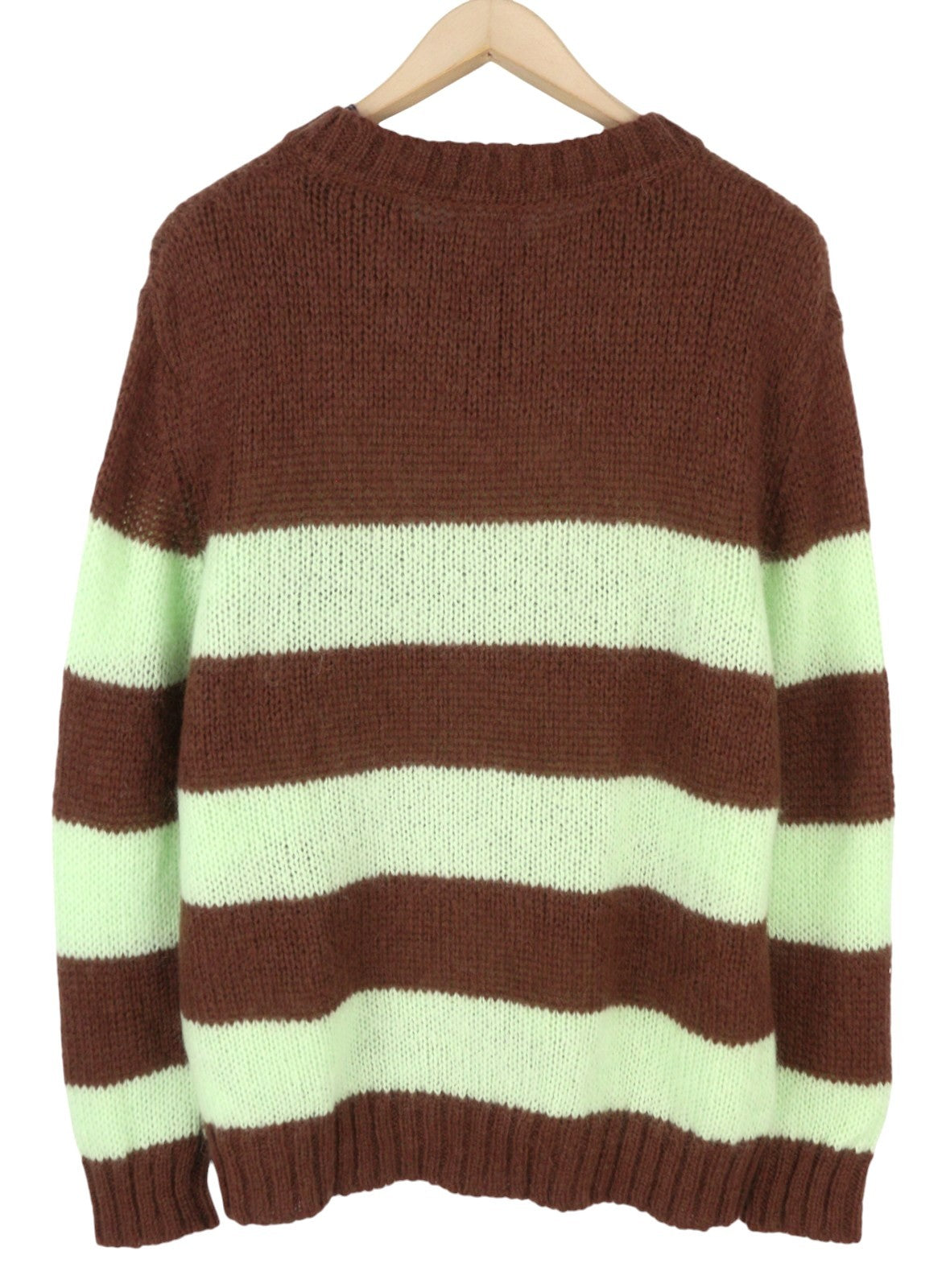 GANT Mohair Striped C-Neck Women Jumper XL Cocoa Bean Wool Blend Knit Pullover