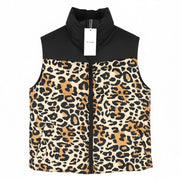 VILA Maja High Neck Women Waistcoat EU44 Black Leopard Print Quilted Padded