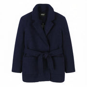 ONLY Dana Fame Wrap Women Coat XS Evening Blue Notch Lapel Belted Snap Buttons