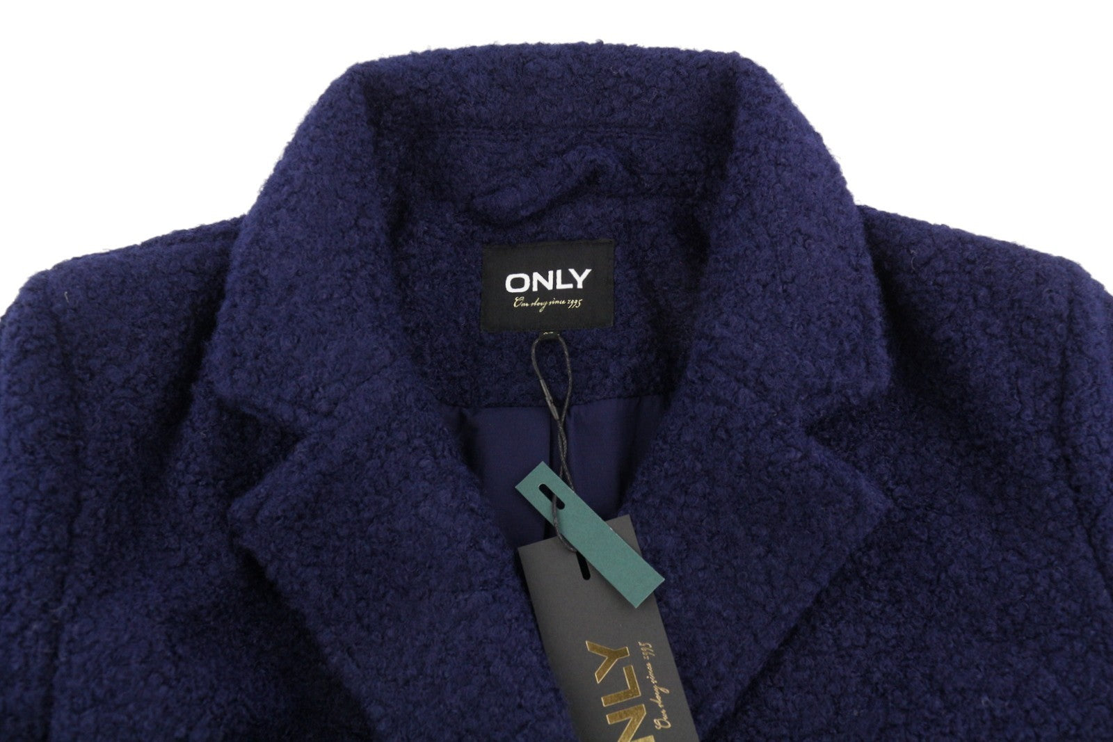 ONLY Dana Fame Wrap Women Coat XS Evening Blue Notch Lapel Belted Snap Buttons