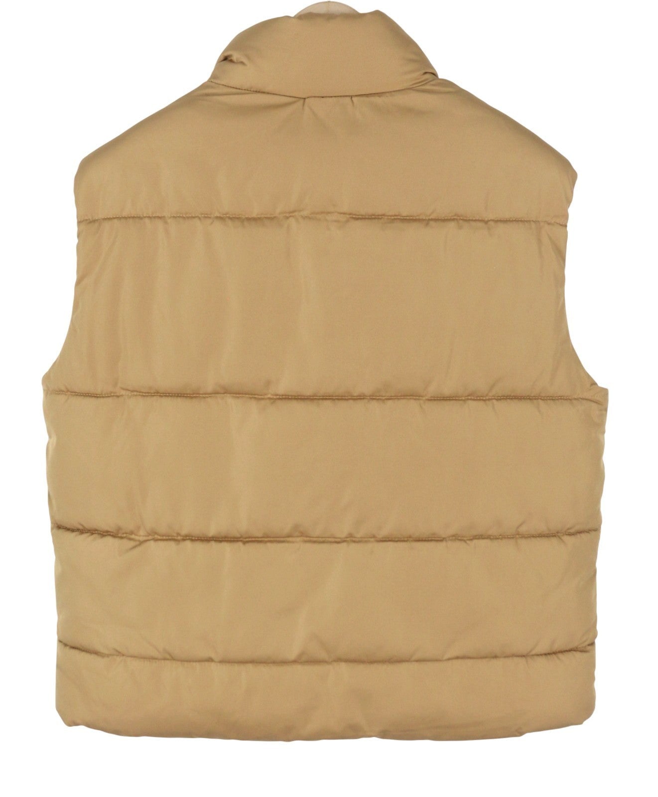 YAS Roberta Padded Women Waistcoat M Brown Quilted High Neck Full Zip Vest