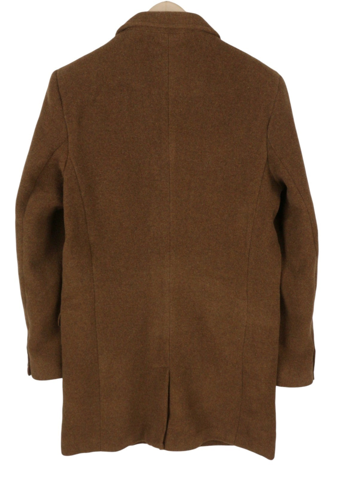 ONLY & SONS Justin Wool Men Coat M Brown Melange Button-Up Notch Mid-Length