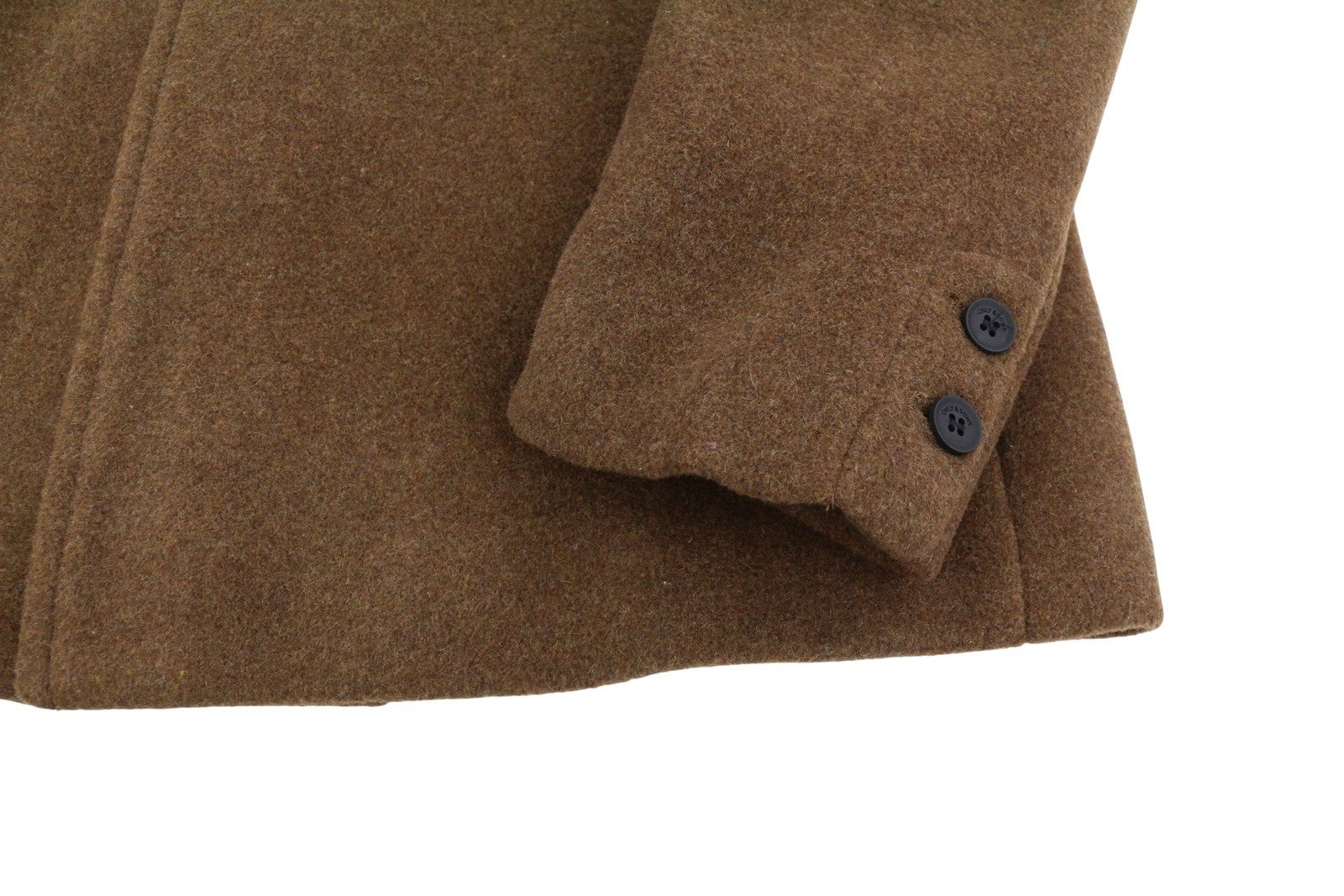 ONLY & SONS Justin Wool Men Coat M Brown Melange Button-Up Notch Mid-Length