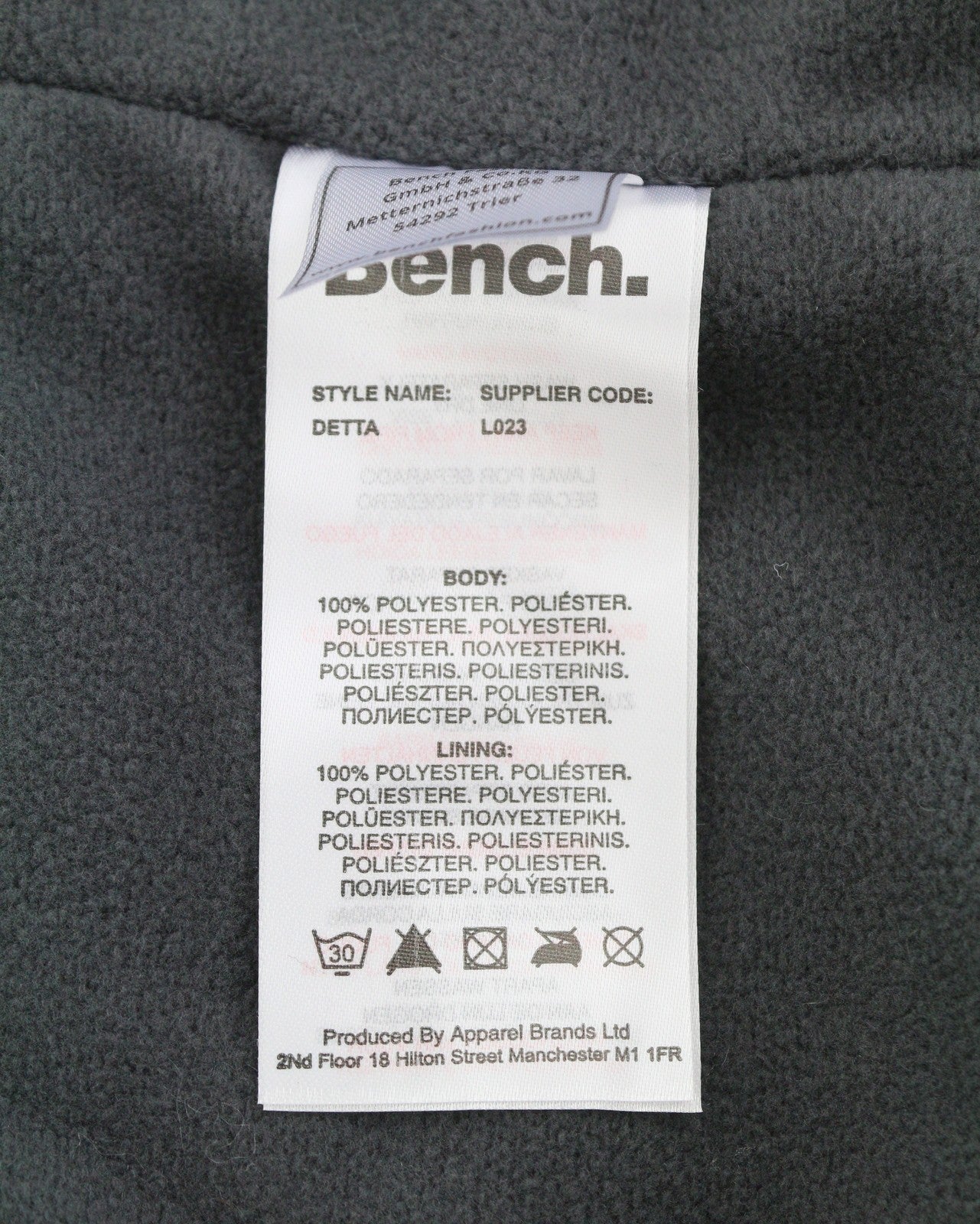 BENCH Detta Men Jacket XL Grey Padded Quilted Removable Hood Full Zip Sherpa