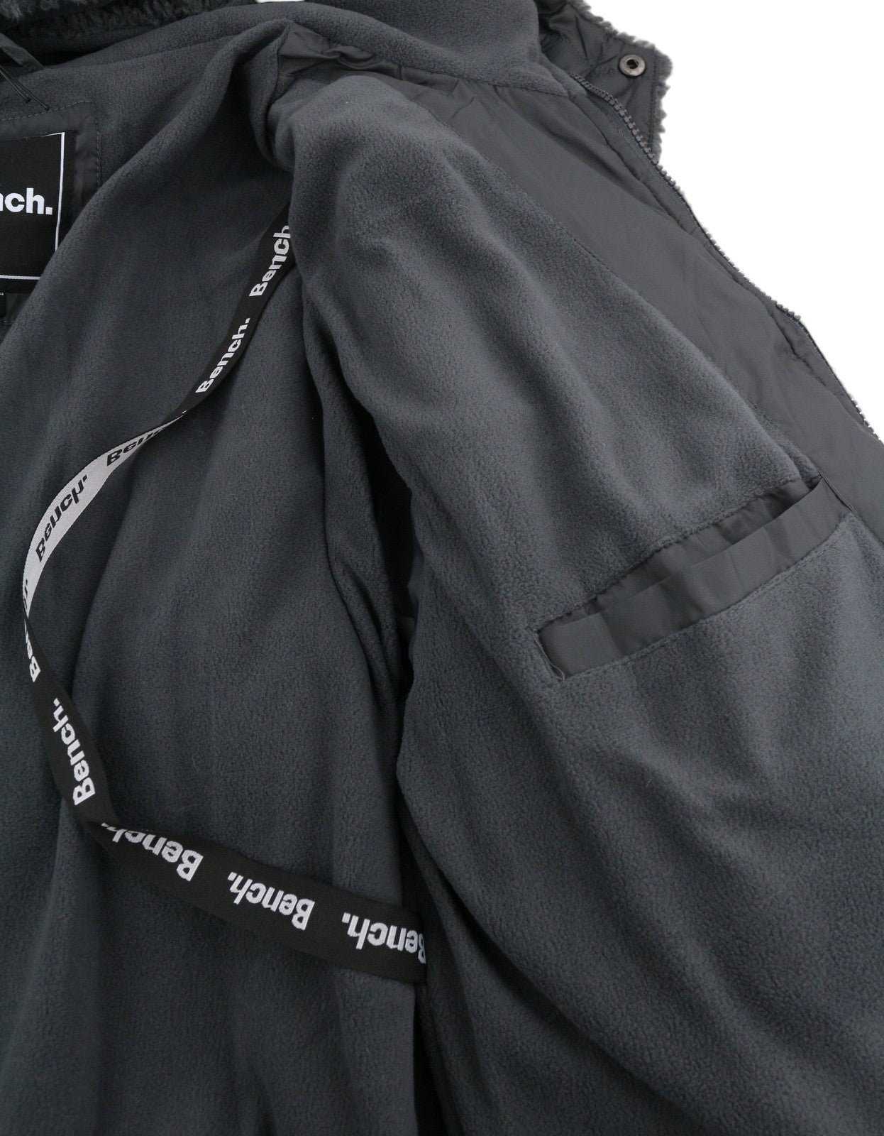 BENCH Detta Men Jacket XL Grey Padded Quilted Removable Hood Full Zip Sherpa