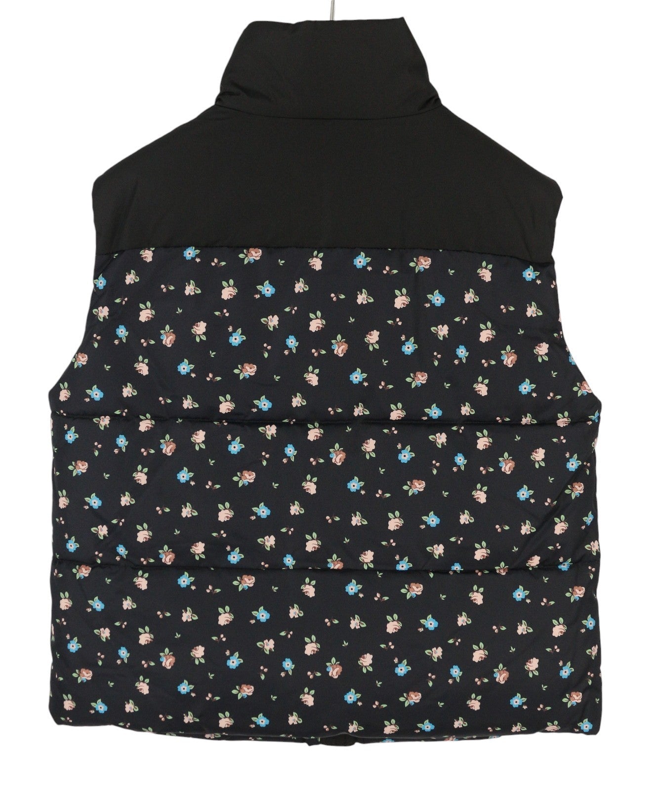 VILA Maja High Neck Women Waistcoat EU40 Black Floral Print Quilted Padded Vest