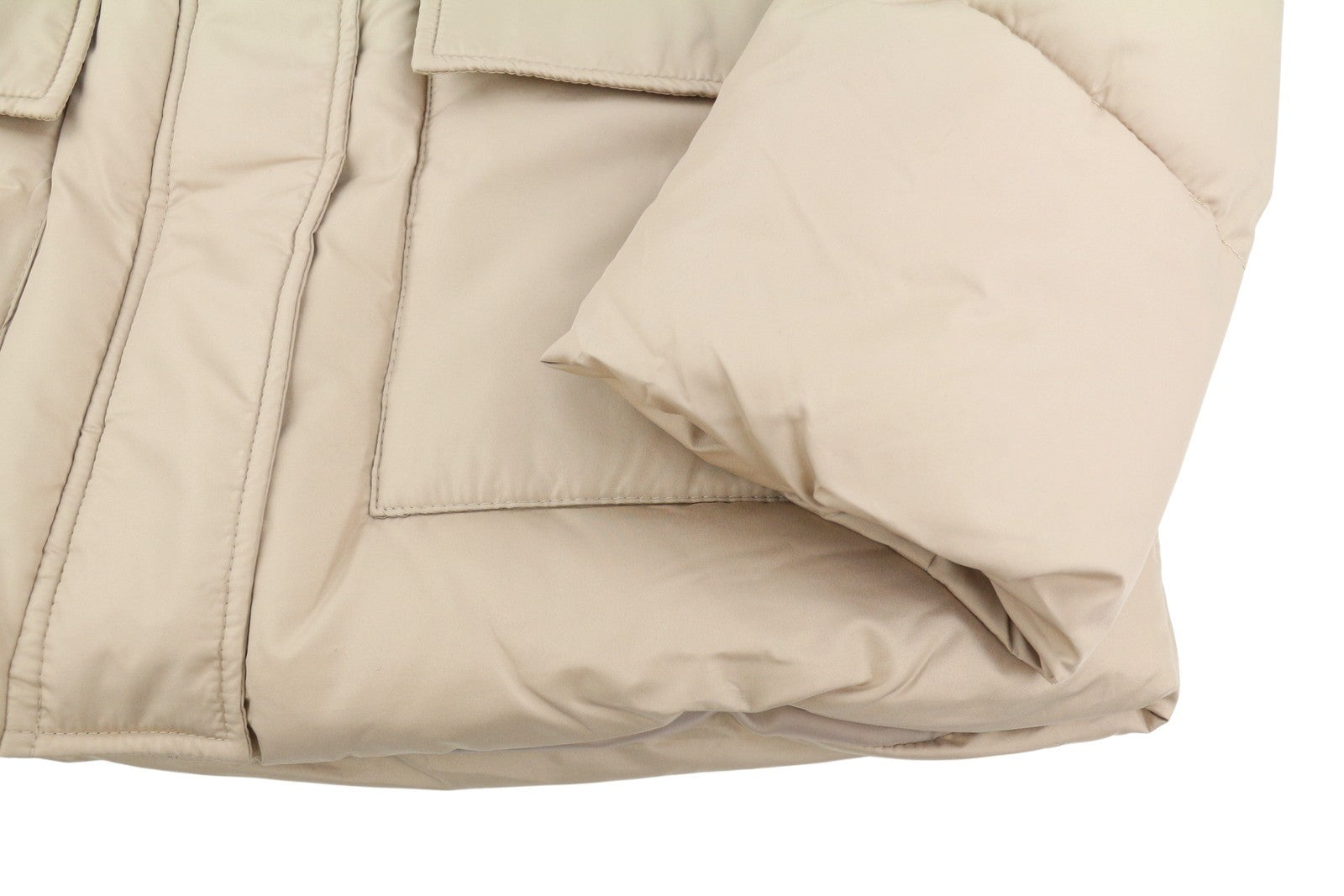 PIECES Louie Short Puffer Women Jacket XS Silver Mink Padded Quilted Hooded Zip