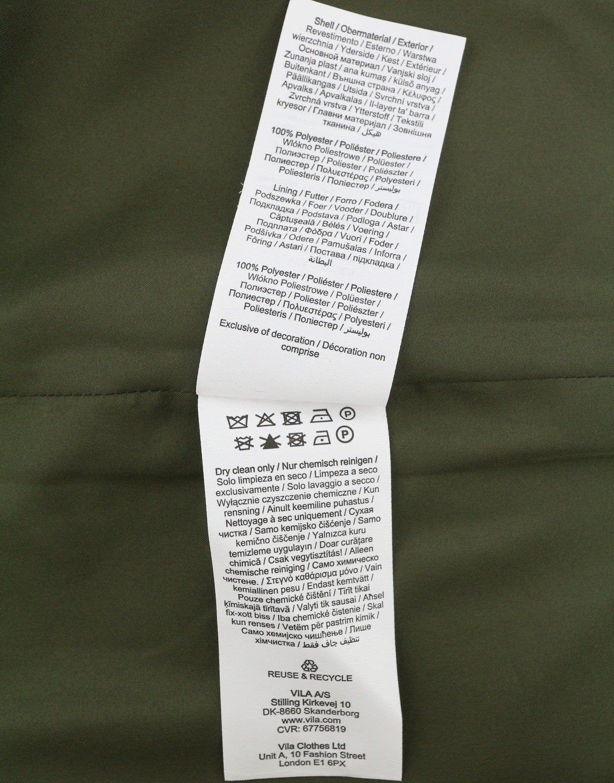 VILA Jully Women Coat EU36 Green Notch Lapel Button-Up Lined Mid-Length