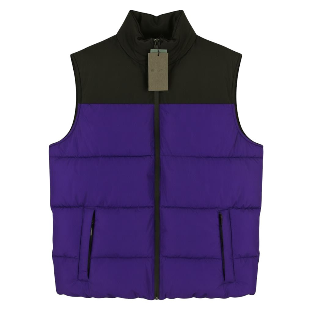 ONLY & SONS Mario Life Puffer Men Waistcoat M Violet Padded Quilted High Neck