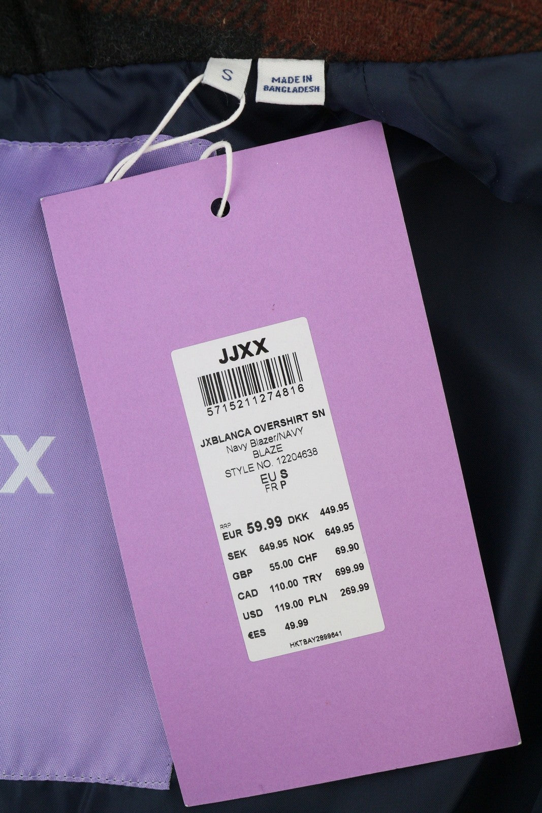 JJXX Jack&Jones Blanca Overshirt Women Coat S Black Snap Buttons Wool Belted