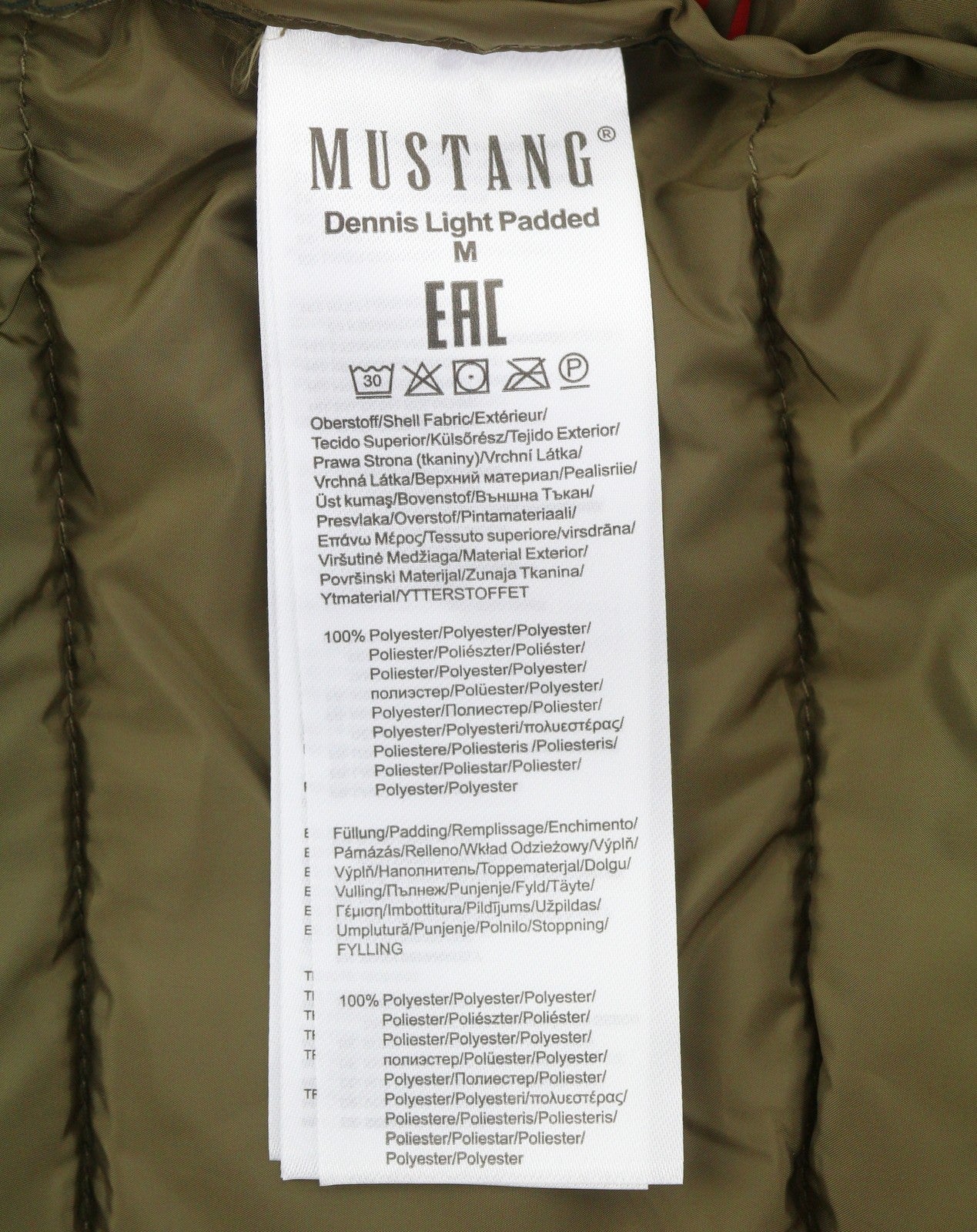 MUSTANG Dennis Light Padded Men Waistcoat M Brown Band Neck Quilted Zip Vest