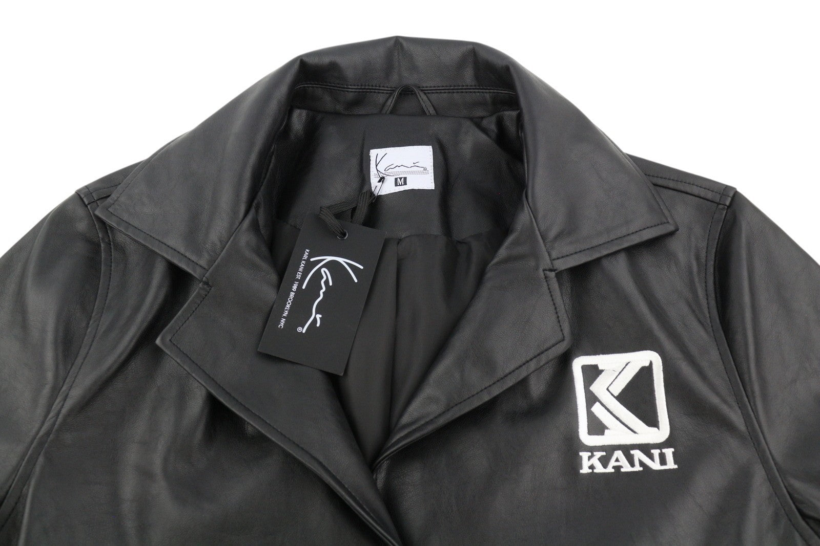 KARL KANI Retro Trench Coat Black Women Jacket M Button-Up Belted Mid-Length
