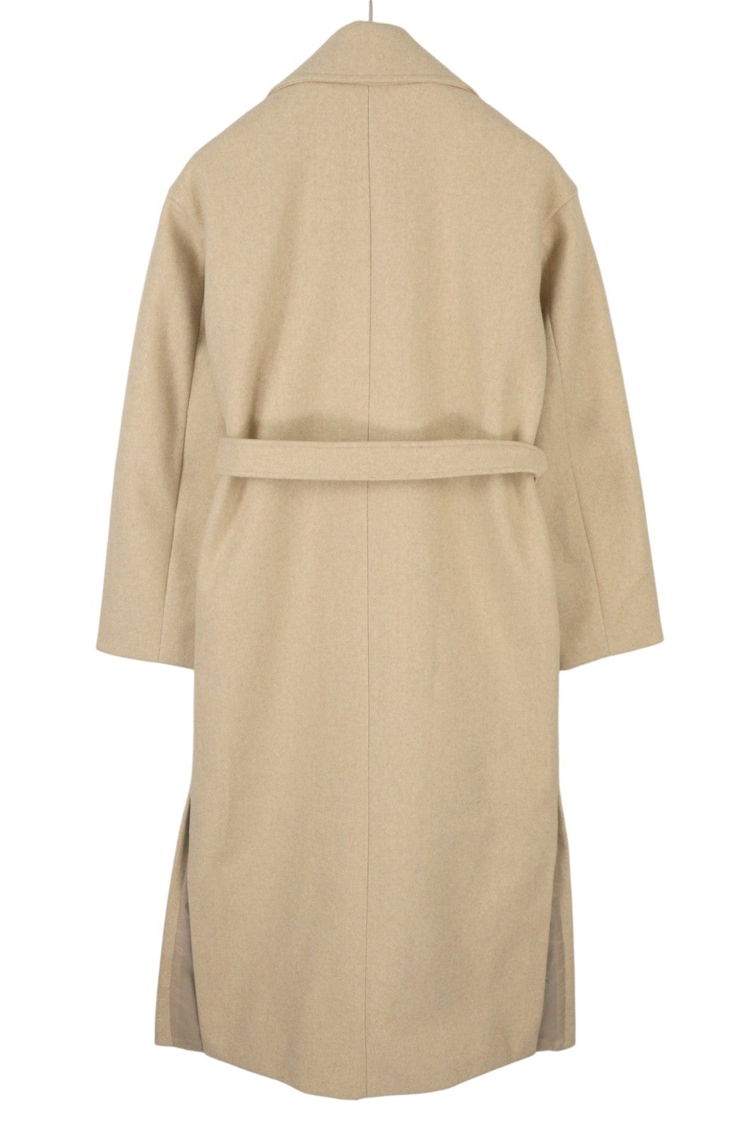 ANNA FIELD Women Coat L TALL Beige Melange Notch Lapel Belted Mid-Length