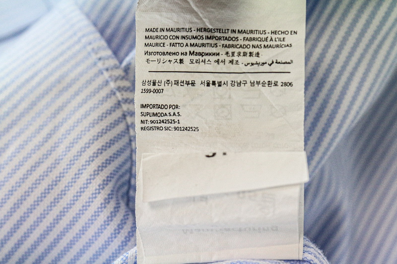 SUITSUPPLY Men's Formal Shirt 40/15 3/4 Extra Slim Blue Cotton Striped Cutaway