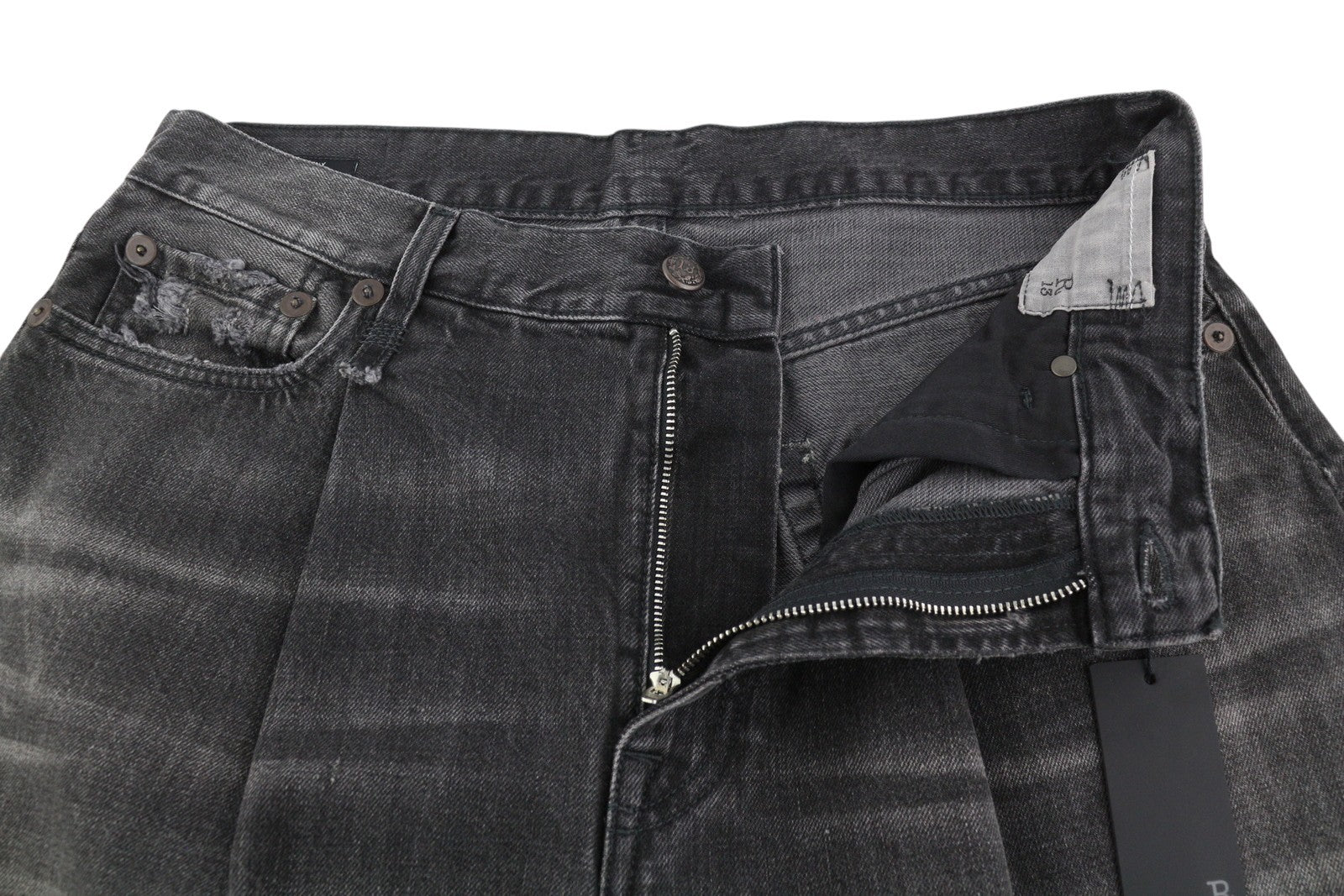 R13 Crop Wide Leg Women Jeans 30 Wilson Black Faded Distress Ankle PS25 RRP695