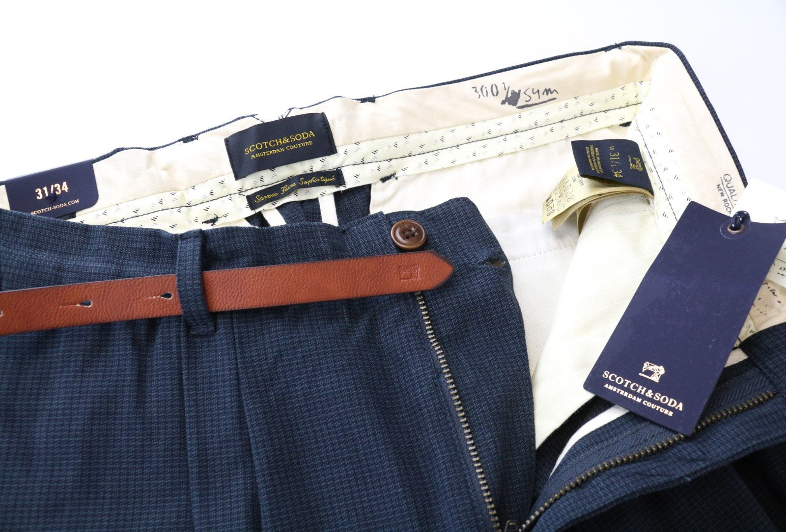 SCOTCH & SODA Stuart Men's Trousers W31/L34 Grey Melange Slim Fit Non-Stretch