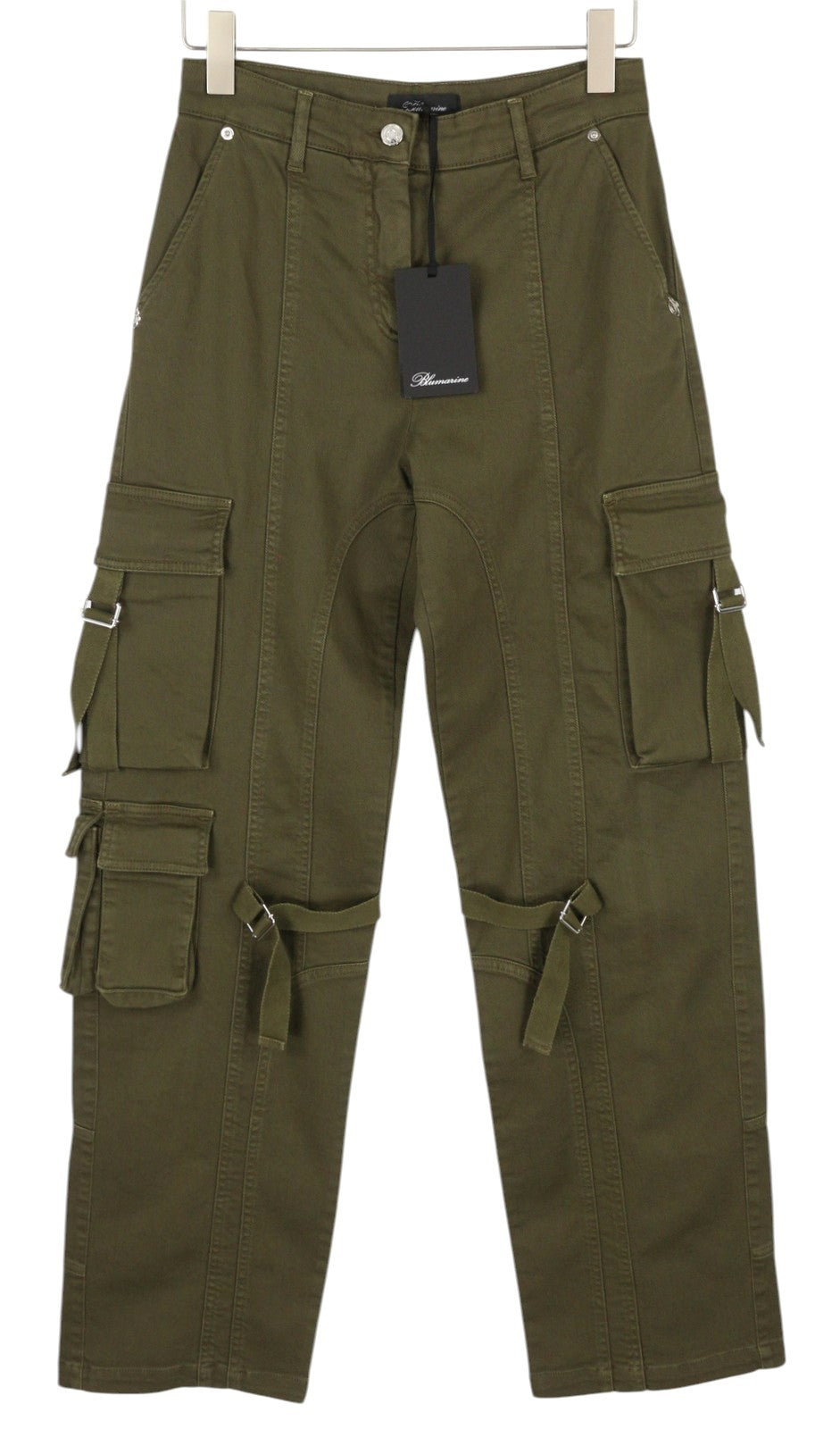 BLUMARINE J. Cargo Women Trousers 40 Black Patch Pockets Loose Military RRP427