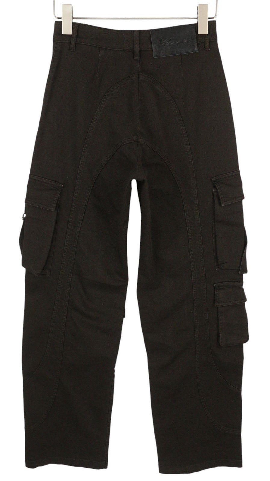 BLUMARINE J. Cargo Women Trousers 40 Black Patch Pockets Loose Zip Belt RRP427