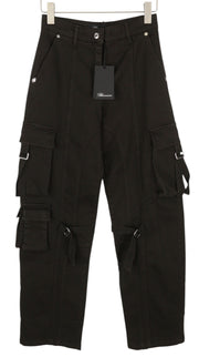 BLUMARINE J. Cargo Women Trousers 38 Black Patch Pockets Loose Zip Belt RRP427