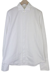 SUITSUPPLY Men's Formal Shirt 43/17 Slim White Cotton Cutaway Twill Button-Up