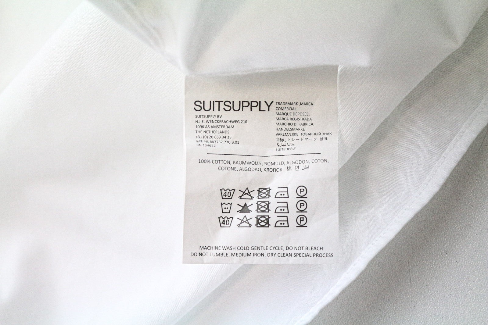 SUITSUPPLY Men's Formal Shirt 43/17 Slim White Cotton Cutaway Twill Button-Up