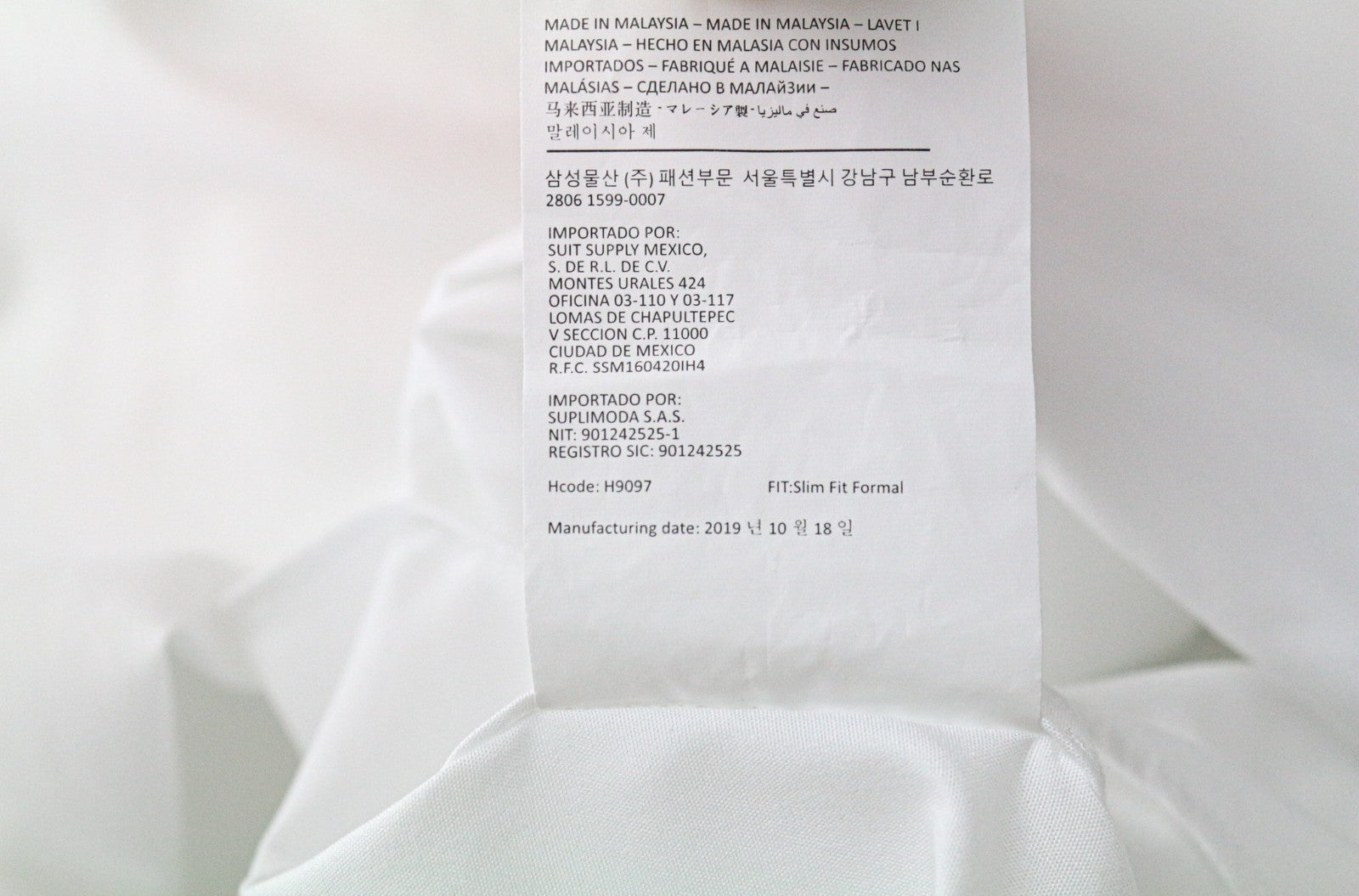 SUITSUPPLY Men's Formal Shirt 43/17 Slim White Cotton Cutaway Twill Button-Up