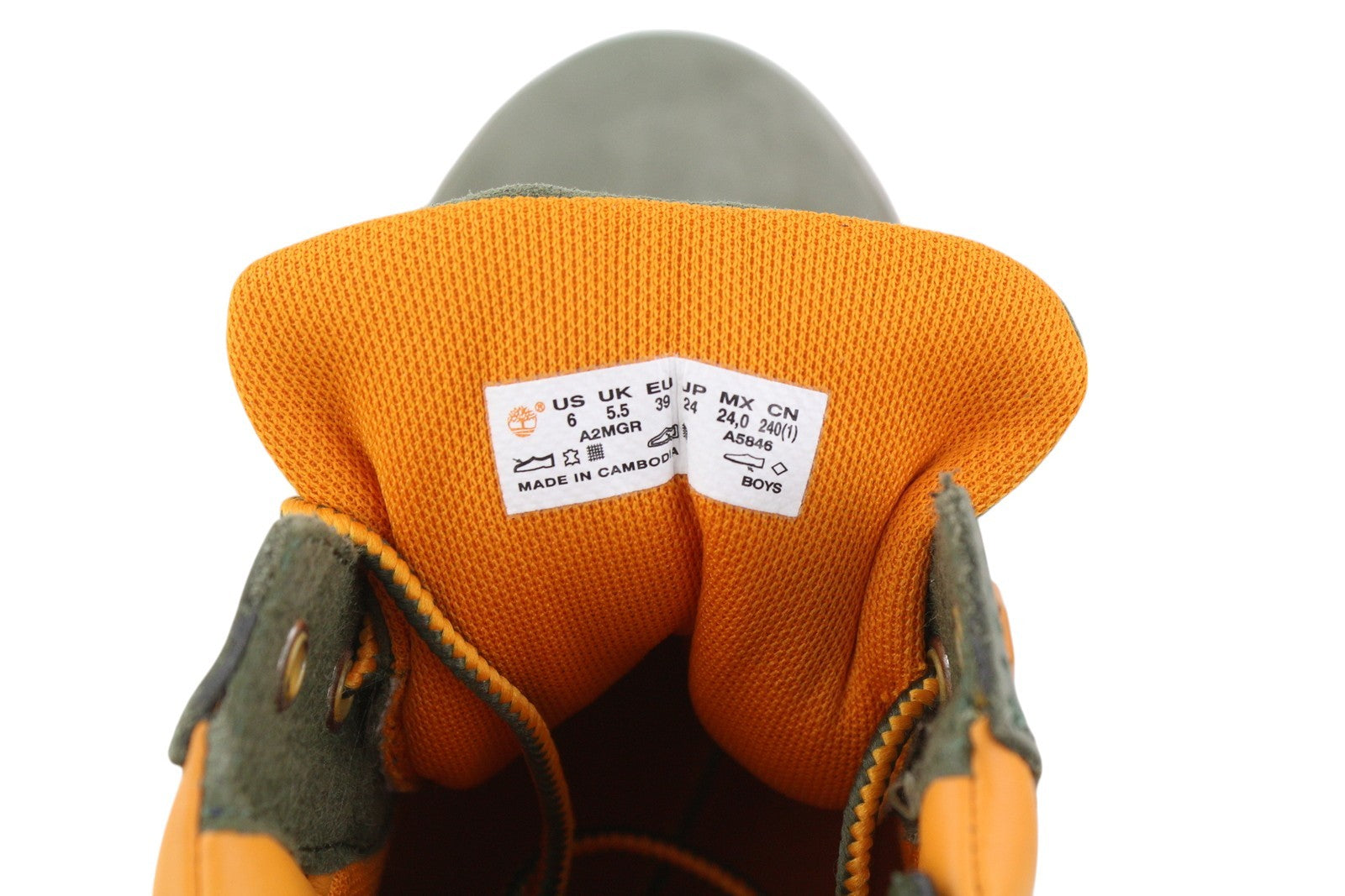 TIMBERLAND A2MGR Boy's Boots EU38/39 Grey Leather Lace Up Mid Top Non Marking