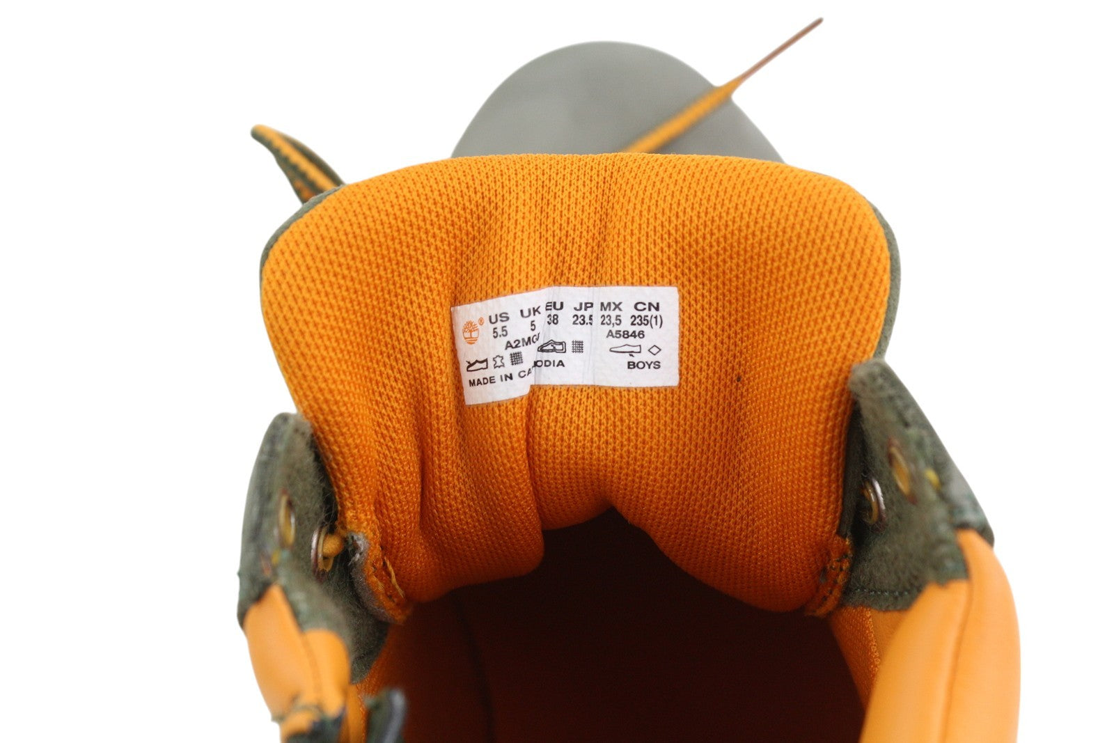 TIMBERLAND A2MGR Boy's Boots EU38/39 Grey Leather Lace Up Mid Top Non Marking