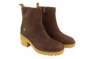 TIMBERLAND A25BV Women's Boots EU39/40 Brown Leather Heeled Vintage Mid Top