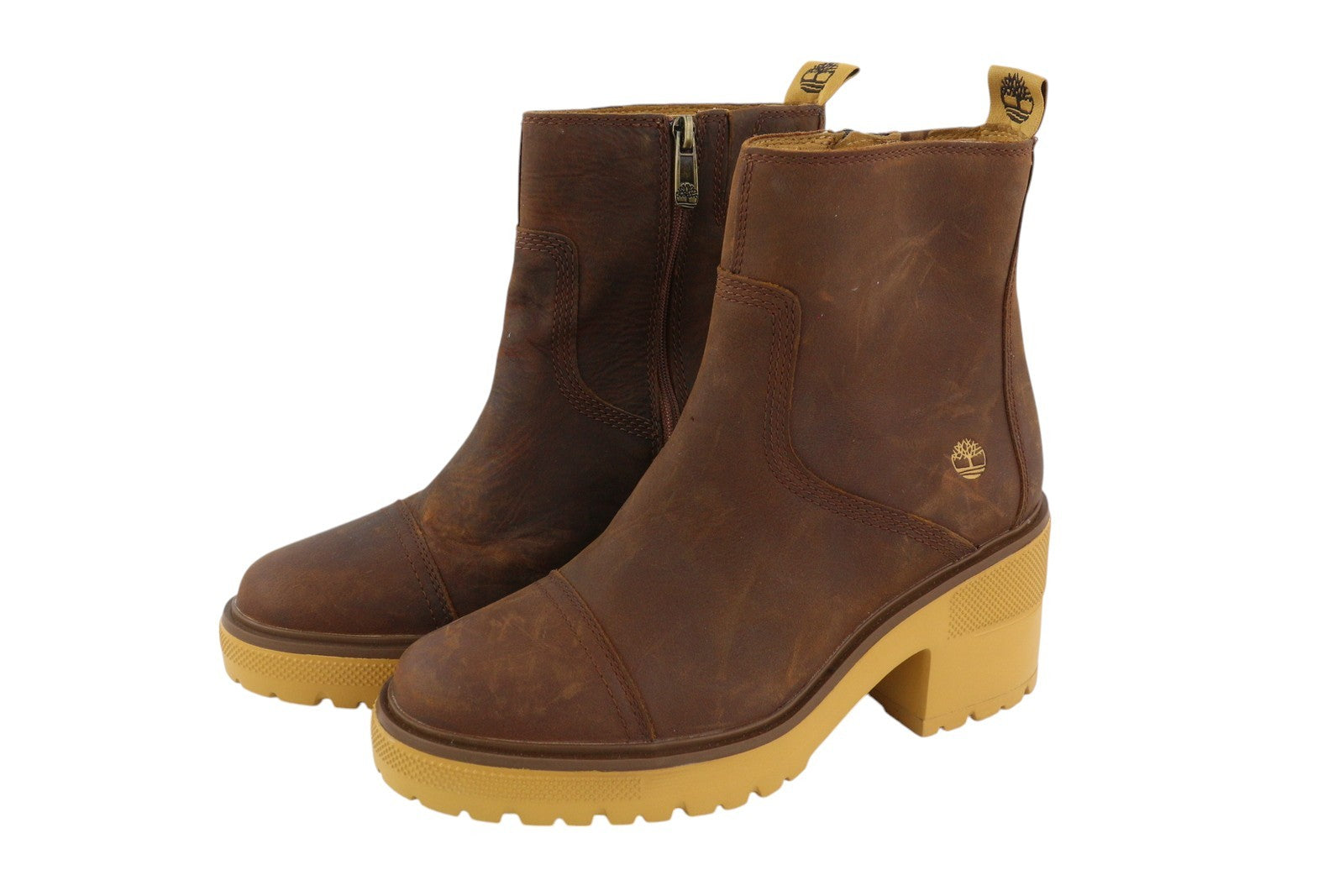 TIMBERLAND A25BV Women's Boots EU39/40 Brown Leather Heeled Vintage Mid Top