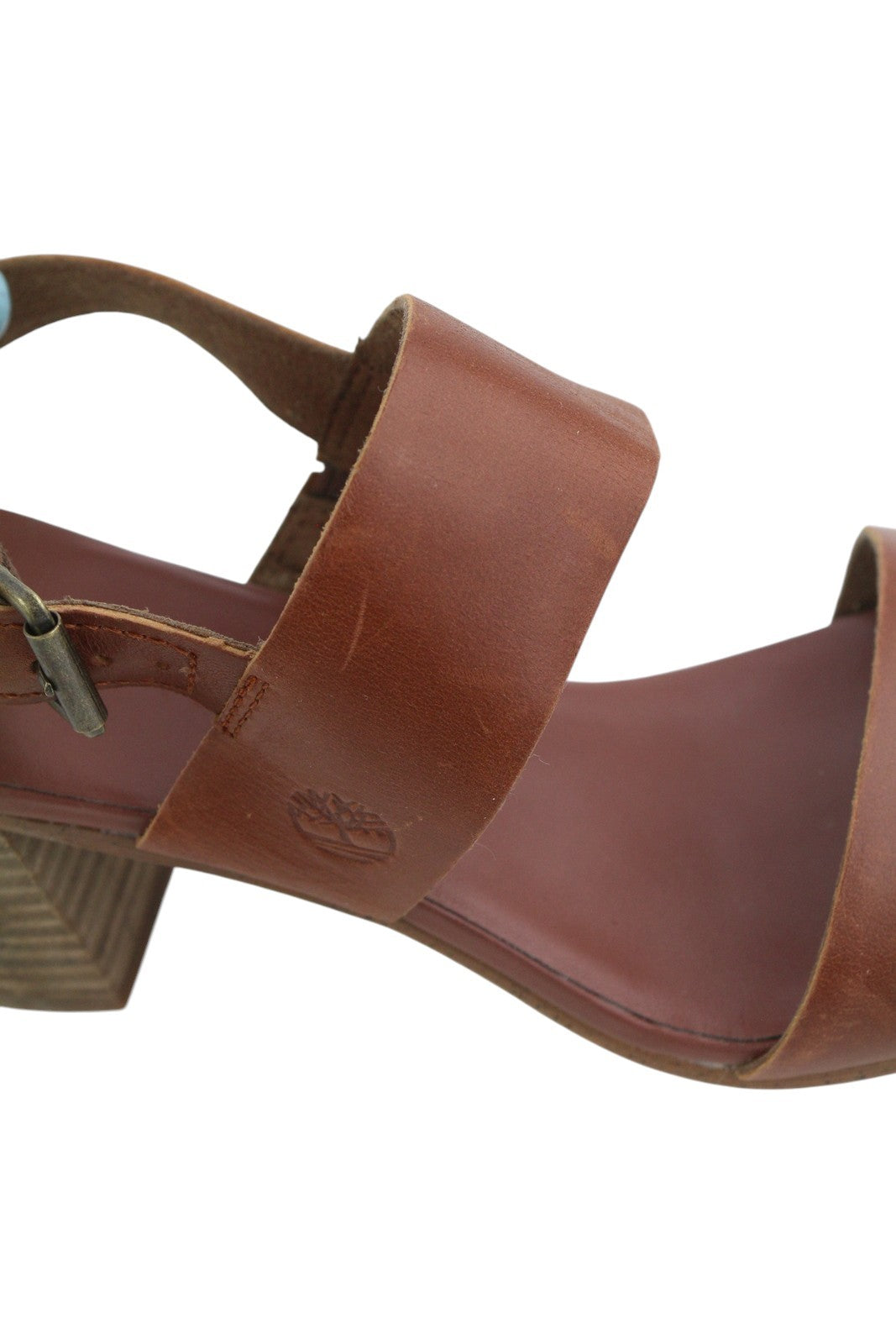 TIMBERLAND A1B7X Women's Sandals EU36/34 Brown Leather Heeled Buckle Logo