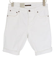 NUDIE JEANS Lean Dean Men's Shorts W28 White Denim Zip Fly Turn Up Pockets