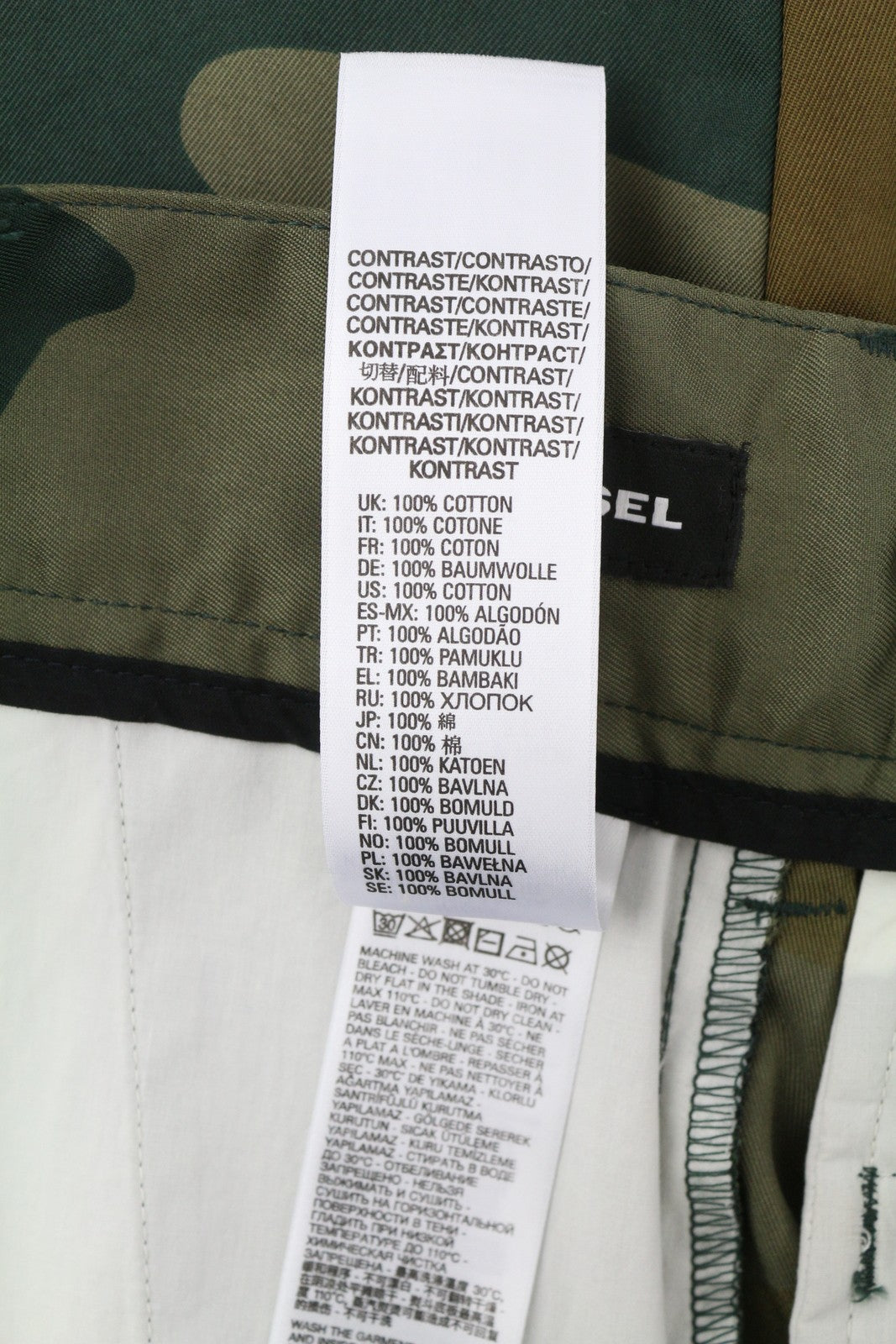 DIESEL P-Berti-C Men's Shorts W31 Camo Print Zip Fly Utility Pocket Casual