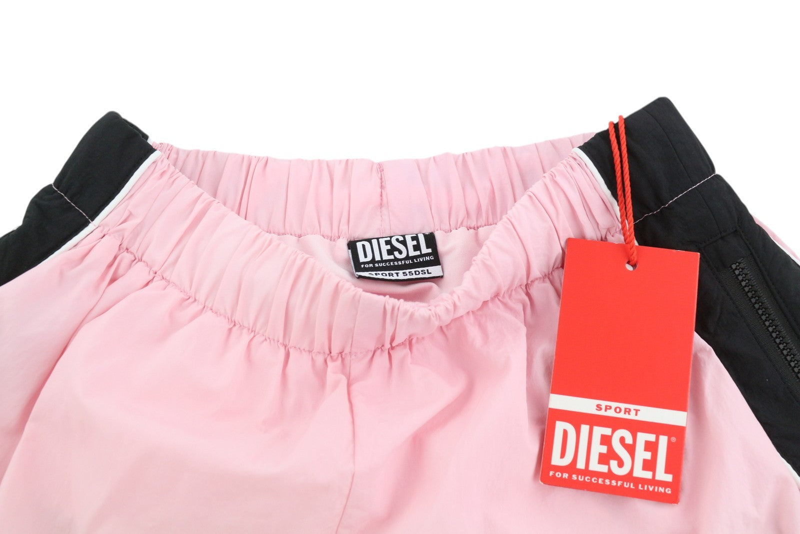 DIESEL Awwb-Eicy-Wt 12 Women's Shorts 2XS Pink Elastic Logo Sports Lined