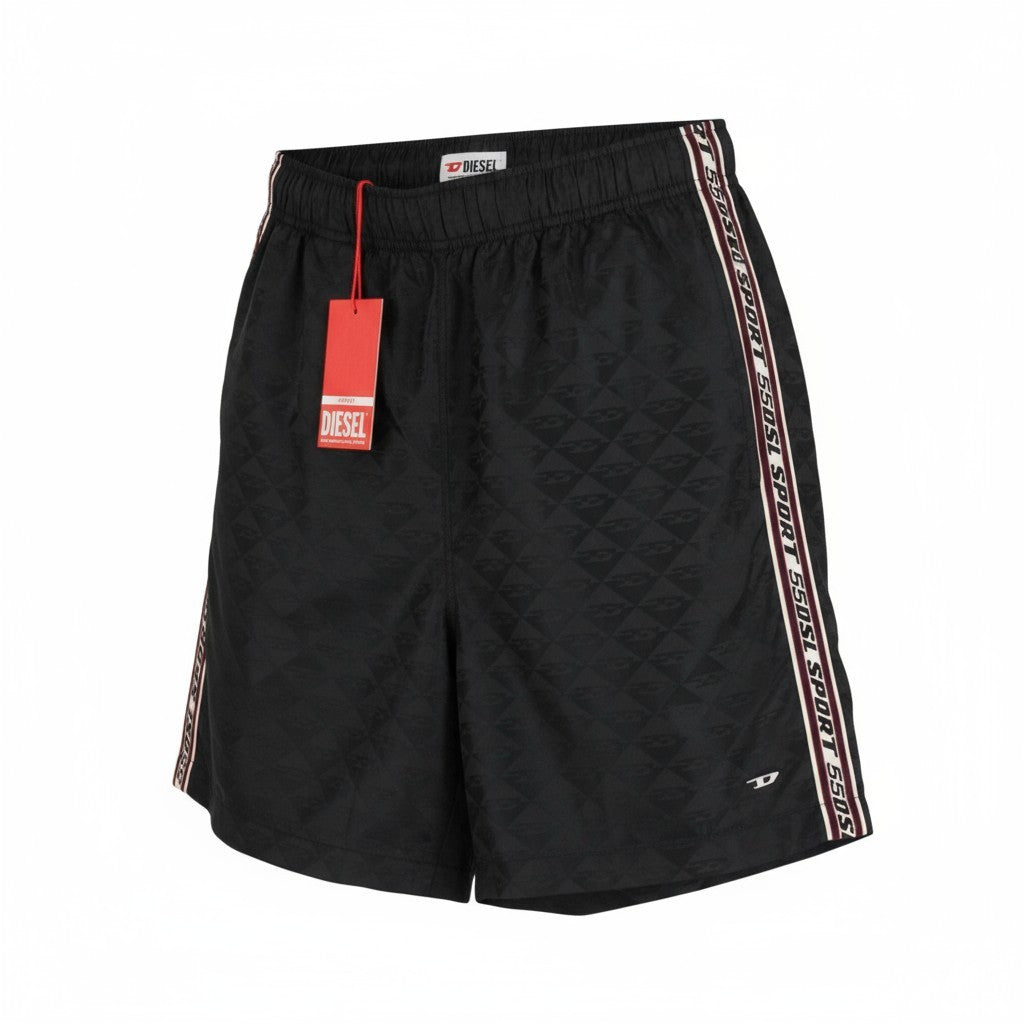 DIESEL Amwb-Stouk-Ht08 Men's Shorts M 55DSL Jacquard Sport Elastic Black